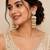 Pearl cluster tiered drop earrings, white and gold