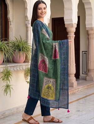 Women Ethnic Motifs Printed Regular Kurta with Trousers & With Dupatta 6