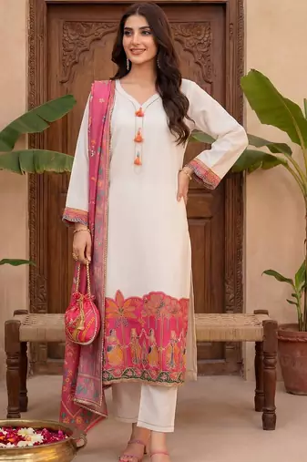 Women Ethnic Motifs Embroidered Regular Gotta Patti Kurta with Trousers & With Dupatta
