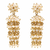 Pearl cluster tiered drop earrings, white and gold
