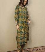 Women Ethnic Motifs Printed Pleated  Cotton Kurta with Trousers
