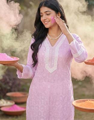 Women Embroidered Regular Chikankari  Cotton Kurta with Trousers & With Dupatta 4