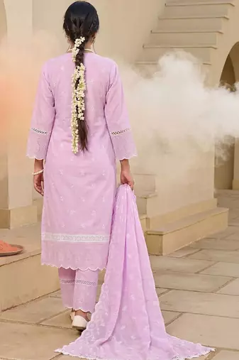 Women Embroidered Regular Chikankari  Cotton Kurta with Trousers & With Dupatta