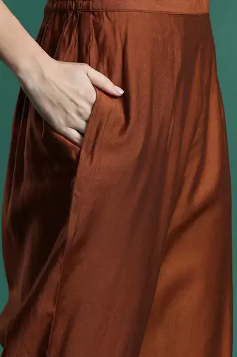 Ethnic Motifs Embroidered Sequinned Liva Kurta With Trousers & Dupatta