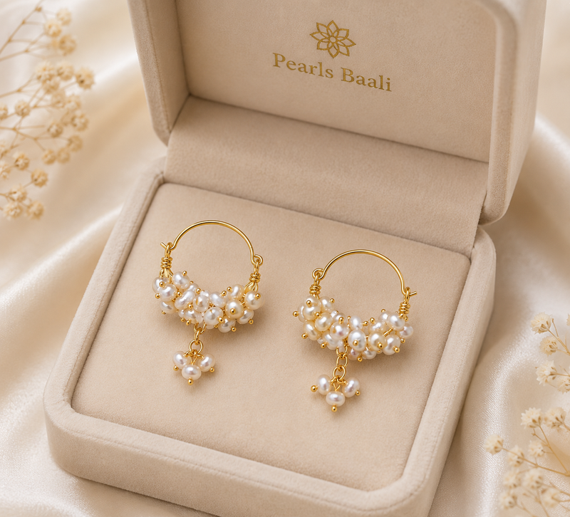 Pearls baali freshwater pearl cluster hoop earrings, gold tone