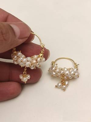 Pearls baali freshwater pearl cluster hoop earrings, gold tone 3