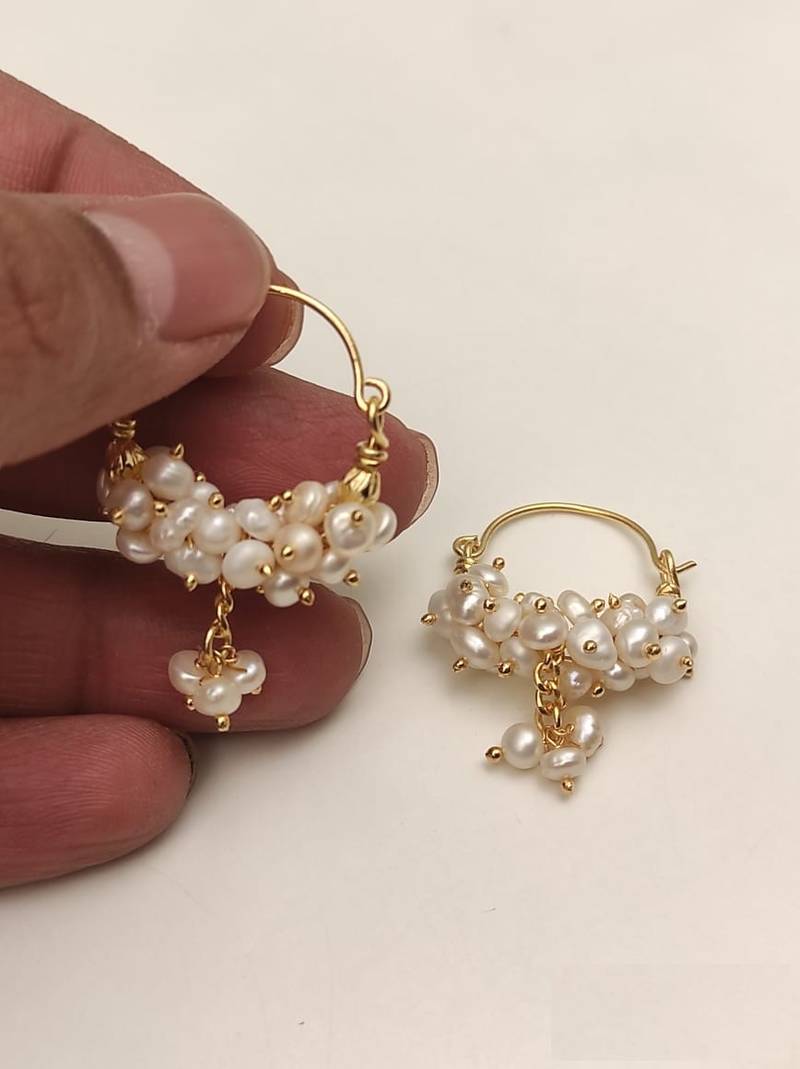 Pearls baali freshwater pearl cluster hoop earrings, gold tone