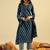 Teal blue Ethnic Motifs Printed  Cotton Kurta with Trouser & Dupatta