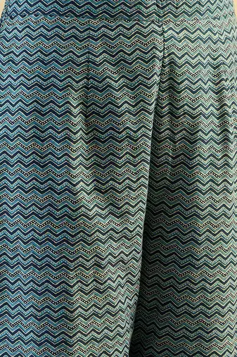 Teal blue Ethnic Motifs Printed  Cotton Kurta with Trouser & Dupatta