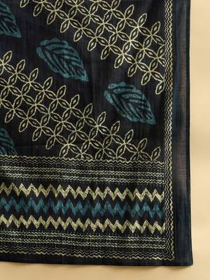 Teal blue Ethnic Motifs Printed  Cotton Kurta with Trouser & Dupatta 4