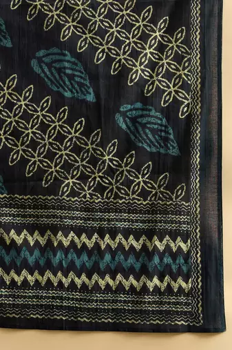 Teal blue Ethnic Motifs Printed  Cotton Kurta with Trouser & Dupatta