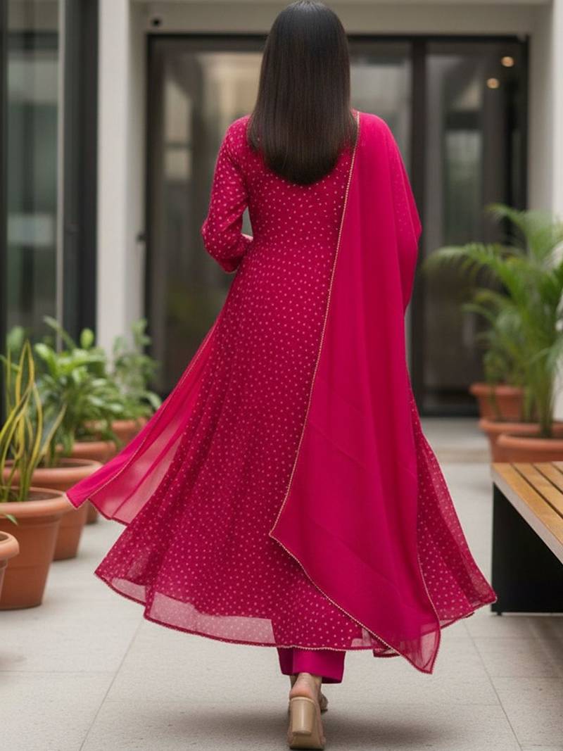 Women Ethnic Motifs Printed Panelled Thread Work Kurta with Trousers & With Dupatta