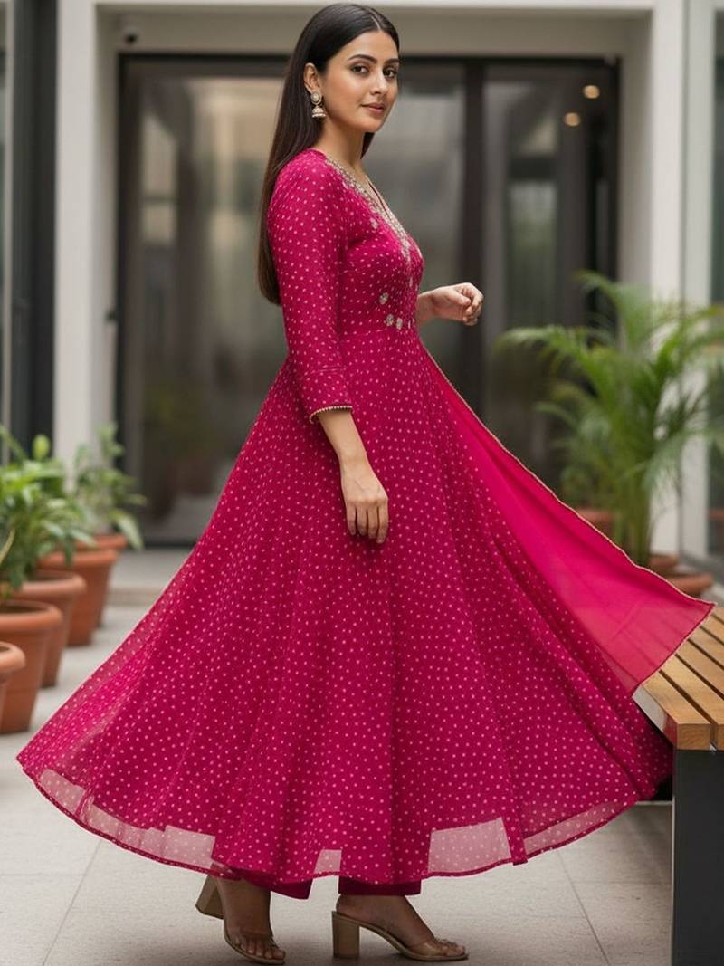 Women Ethnic Motifs Printed Panelled Thread Work Kurta with Trousers & With Dupatta