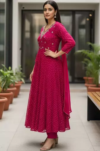 Women Ethnic Motifs Printed Panelled Thread Work Kurta with Trousers & With Dupatta