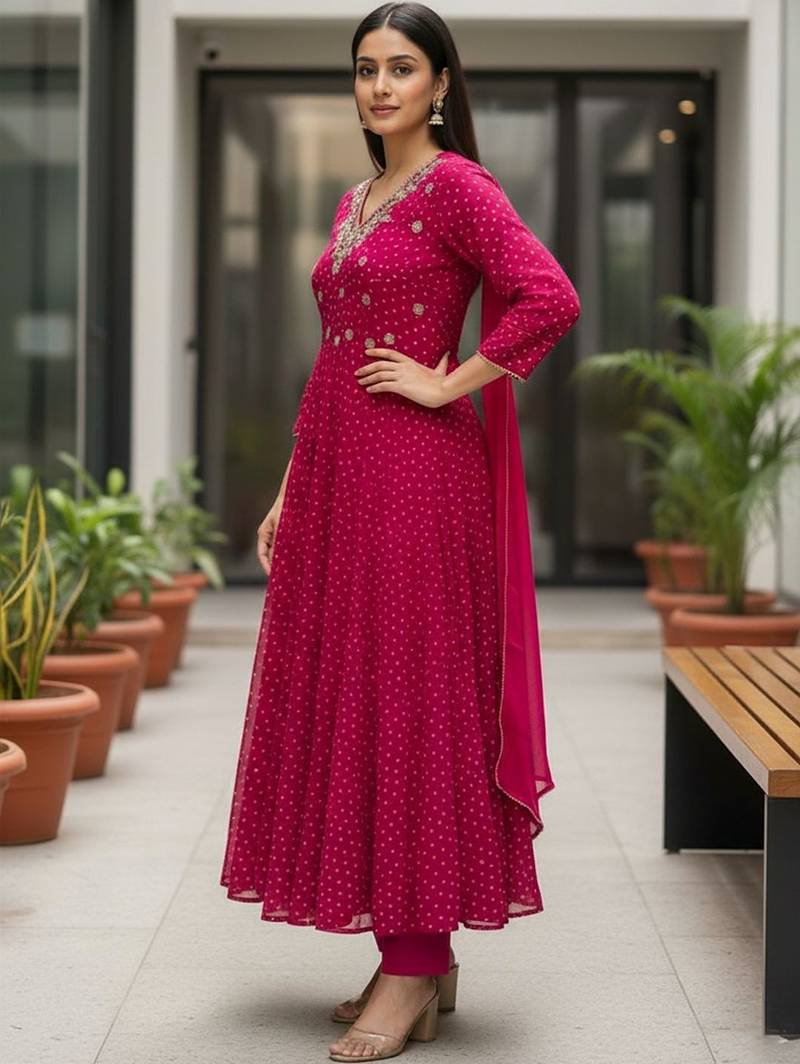 Women Ethnic Motifs Printed Panelled Thread Work Kurta with Trousers & With Dupatta