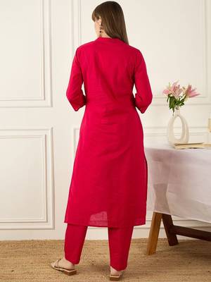 Floral Printed Thread Work  Cotton Kurta With Palazzos 5