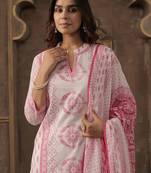 Women Ethnic Motifs Printed Regular  Cotton Kurta with Trousers & With Dupatta