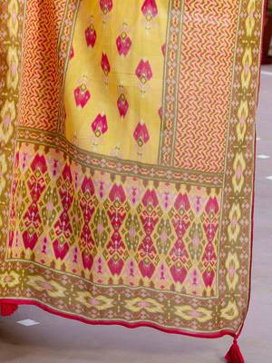 Women Printed Panelled Sequinned  Cotton Kurta with Trousers & With Dupatta 5