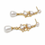 Pearl drop dangle earrings with crystal accents, gold tone
