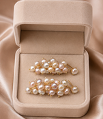 Freshwater pearl cluster drop earrings with gold-tone setting