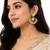 Pearl chandbali earrings with gold-tone hoop and crystal accents