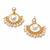 Pearl chandbali earrings with gold-tone hoop and crystal accents