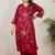 Plus Size Maroon Embroidered Straight Kurta Palazzos Set