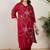 Plus Size Maroon Embroidered Straight Kurta Palazzos Set