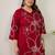 Plus Size Maroon Embroidered Straight Kurta Palazzos Set