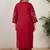 Plus Size Maroon Embroidered Straight Kurta Palazzos Set