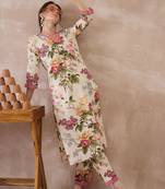 Women Floral Printed Cotton Kurta with Trousers