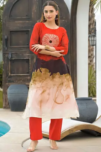 Women Dyed Regular  Cotton Kurta with Trousers