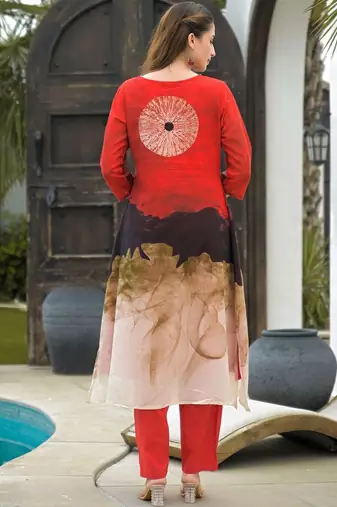 Women Dyed Regular  Cotton Kurta with Trousers