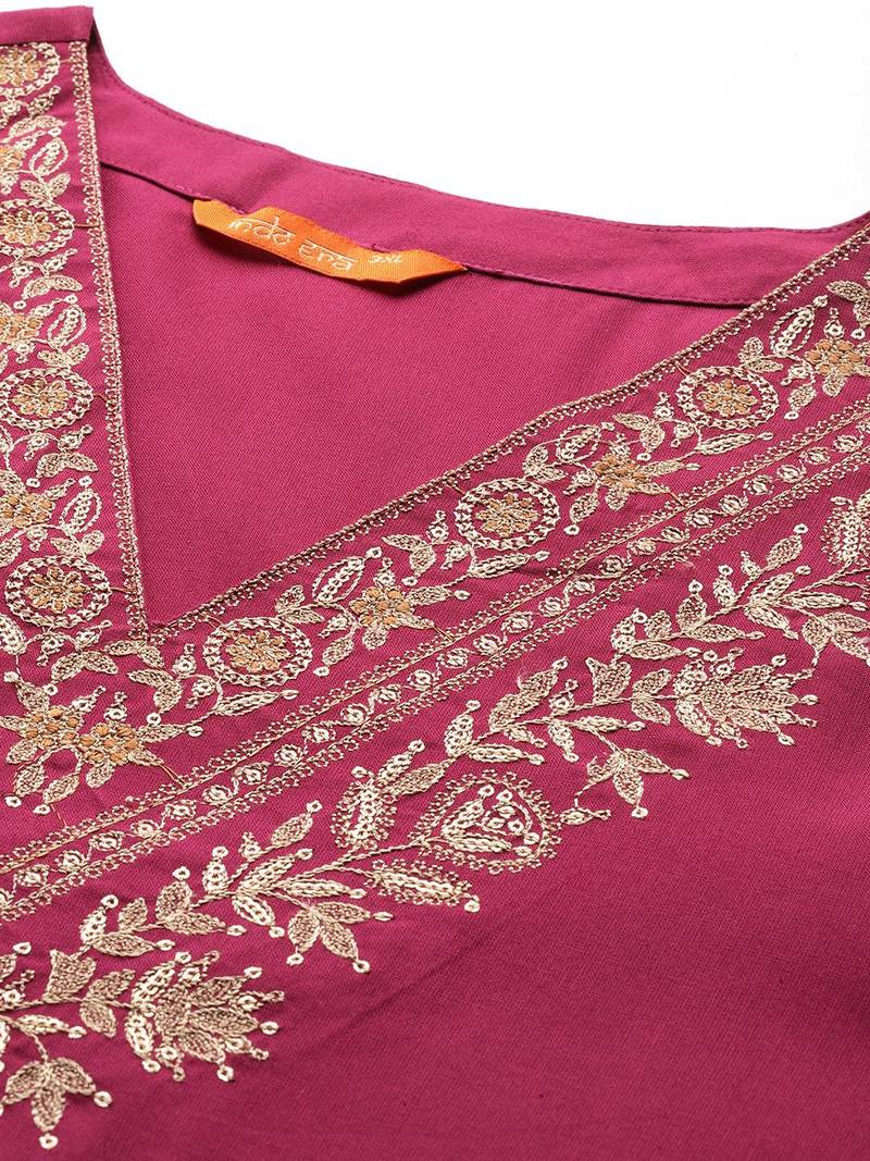 Plus Size Pink Embroidered Straight Kurta Salwar With Dupatta Set