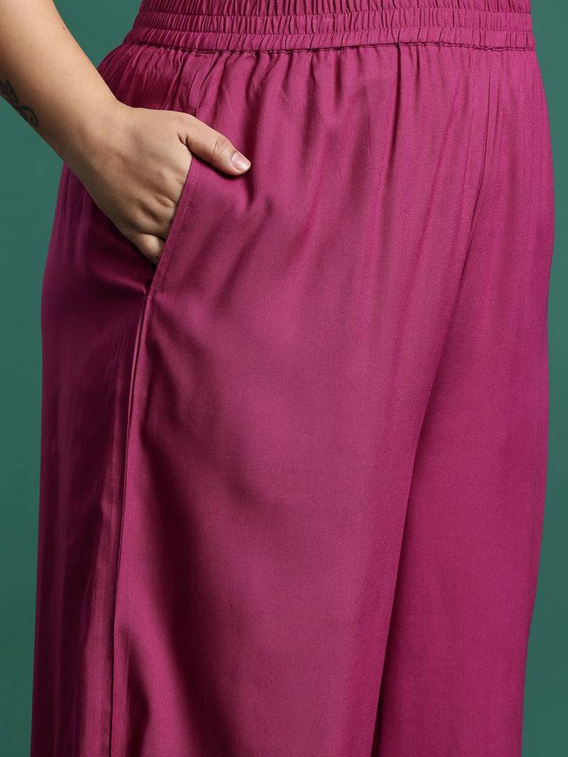 Plus Size Pink Embroidered Straight Kurta Salwar With Dupatta Set