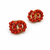Coral bead stud earrings with gold twisted wire detail