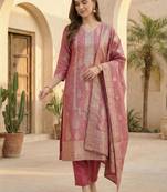 Women Ethnic Motifs Regular Kurta with Trousers & With Dupatta