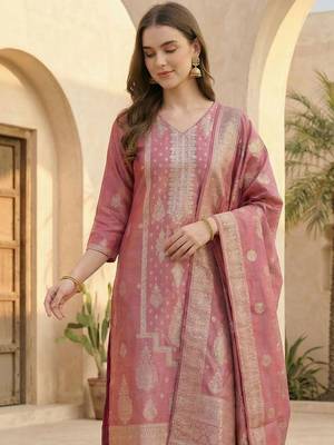 Women Ethnic Motifs Regular Kurta with Trousers & With Dupatta 4