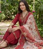 Women Ethnic Motifs Embroidered Regular Thread Work Kurta with Patiala & With Dupatta
