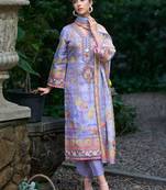 Women Floral Printed Regular Thread Work Linen Kurta with Trousers & With Dupatta