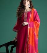 Ethnic Motifs Embroidered Zari Kurta With Trousers & Dupatta