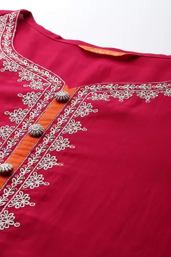 Ethnic Motifs Embroidered Zari Kurta With Trousers & Dupatta