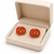 Coral bead stud earrings with gold twisted wire detail