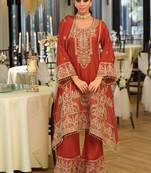 Women Ethnic Motifs Embroidered Regular Thread Work Kurta with Palazzos & With Dupatta