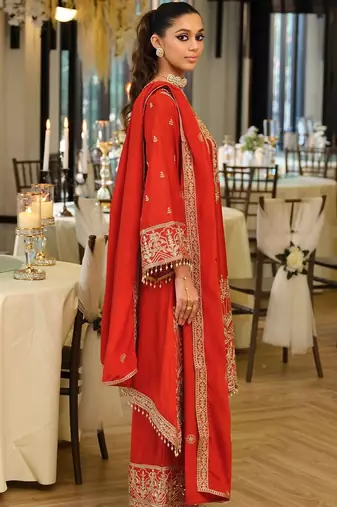 Women Ethnic Motifs Embroidered Regular Thread Work Kurta with Palazzos & With Dupatta