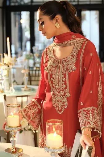 Women Ethnic Motifs Embroidered Regular Thread Work Kurta with Palazzos & With Dupatta