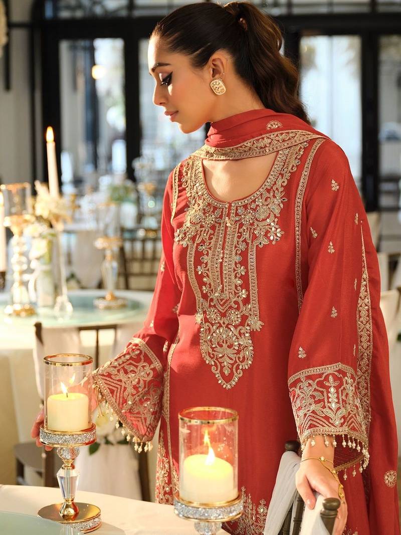 Women Ethnic Motifs Embroidered Regular Thread Work Kurta with Palazzos & With Dupatta