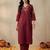 Women Ethnic Motifs Embroidered Regular Thread Work  Cotton Kurta with Trousers