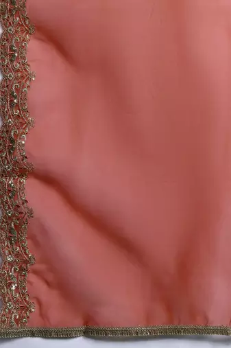Plus Size Rust Embroidered Straight Kurta Trousers With Dupatta Set