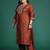 Plus Size Rust Embroidered Straight Kurta Trousers With Dupatta Set
